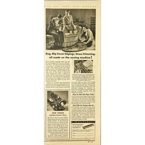 Singer Sewing Machine "Simplifies Sewing Seven Ways" Vintage Print Ad 1933